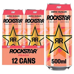Rockstar Peach Energy Drink Can 500ml (Case of 12)  Honesty Sales U.K