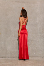 Roco Fashion Lamelia maxi dress with an open back is made of delicate and soft-touch fabric - Honesty Sales