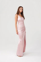 Roco Fashion Lamelia maxi dress with an open back is made of delicate and soft-touch fabric - Honesty Sales