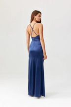 Roco Fashion Lamelia maxi dress with an open back is made of delicate and soft-touch fabric - Honesty Sales