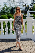 Roco Fashion elastic patterned zuri dress - Honesty Sales