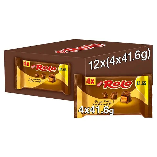 Rolo Milk Chocolate & Toffee Tube 4 Pack Multipack 166.4g (Case of 12) Rolo
