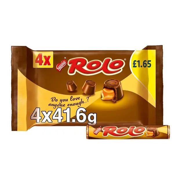 Rolo Milk Chocolate & Toffee Tube 4 Pack Multipack 166.4g (Case of 12) Rolo