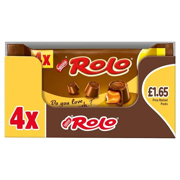 Rolo Milk Chocolate & Toffee Tube 4 Pack Multipack 166.4g (Case of 12) Rolo