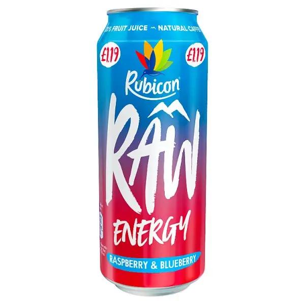 Rubicon Raw Energy Raspberry & Blueberry 500ml (Case of 12)  Honesty Sales U.K Main image