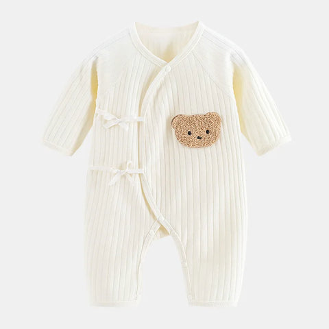 All Seasons Newborn Baby Boy Girl Romper 100% Pure Cotton Soft Cartoon Bear Bodysuit with Hat - Honesty Sales U.K