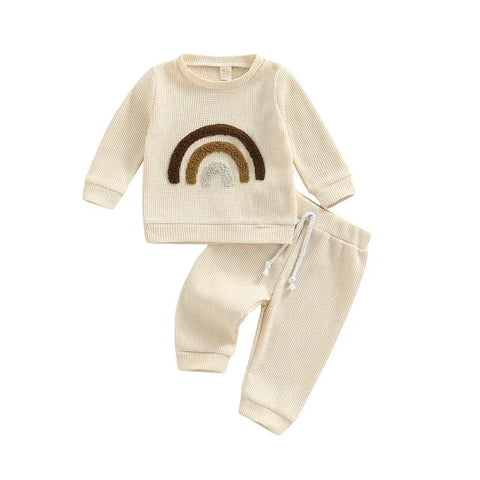 Baby Clothes Newborn Girl Boy 2Pcs Cotton Rainbow Fall Outfits Girls Clothing Suit - Honesty Sales U.K