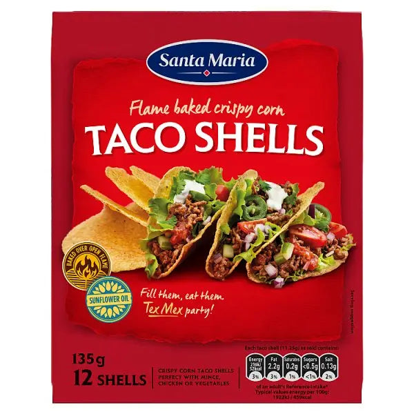 Santa Maria 12 Taco Shells 135g (Case of 6)  Honesty Sales U.K