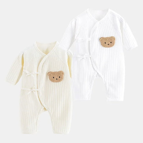 All Seasons Newborn Baby Boy Girl Romper 100% Pure Cotton Soft Cartoon Bear Bodysuit with Hat - Honesty Sales U.K