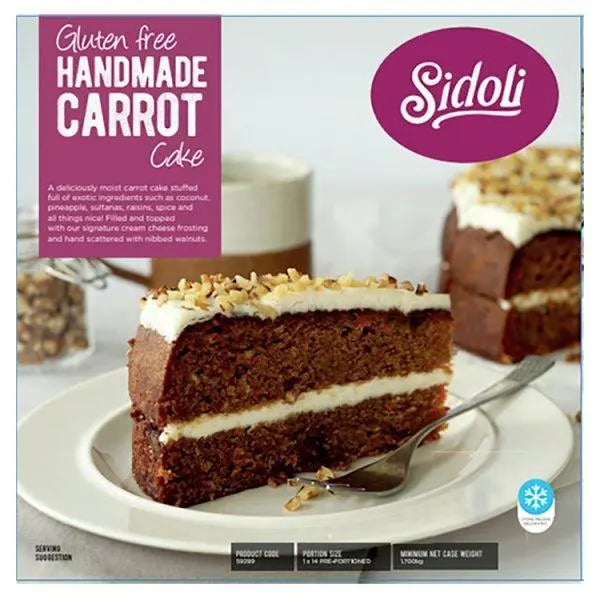 Sidoli Gluten Free Handmade Carrot Cake 1.700kg - Honesty Sales
