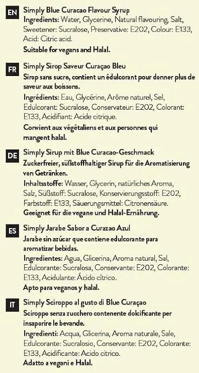 Simply Sugar Free Blue Curacao Syrup - Honesty Sales U.K