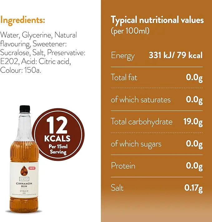 Simply Sugar Free Cinnamon Bun Syrup  Honesty Sales U.K