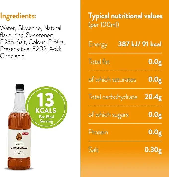 Simply Sugar Free Gingerbread Syrup - Honesty Sales U.K
