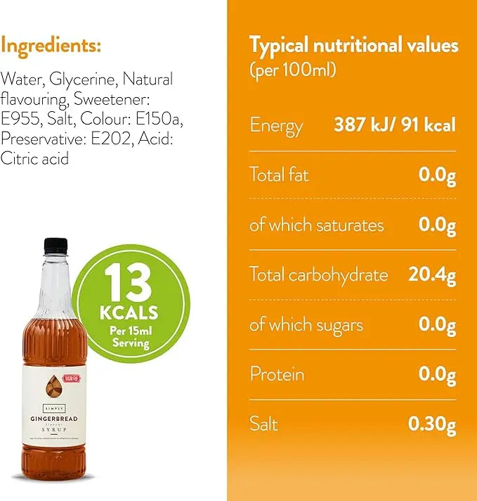Simply Sugar Free Gingerbread Syrup - Honesty Sales U.K