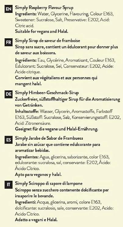 Simply Sugar Free Raspberry Syrup - Honesty Sales U.K