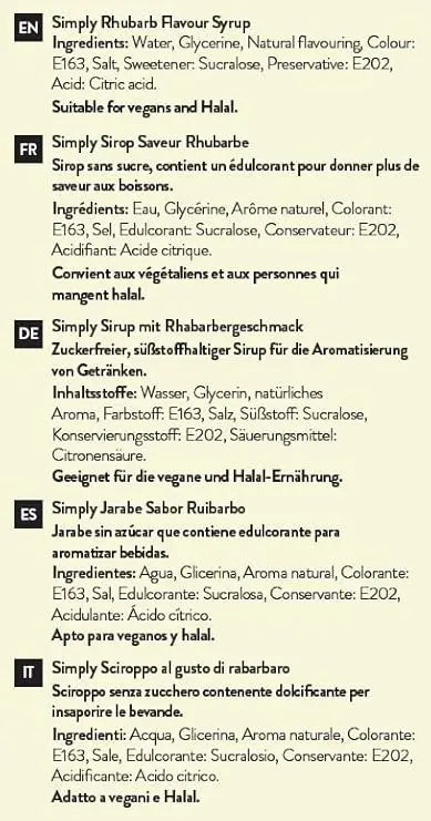 Simply Sugar Free Rhubarb Syrup - Honesty Sales U.K