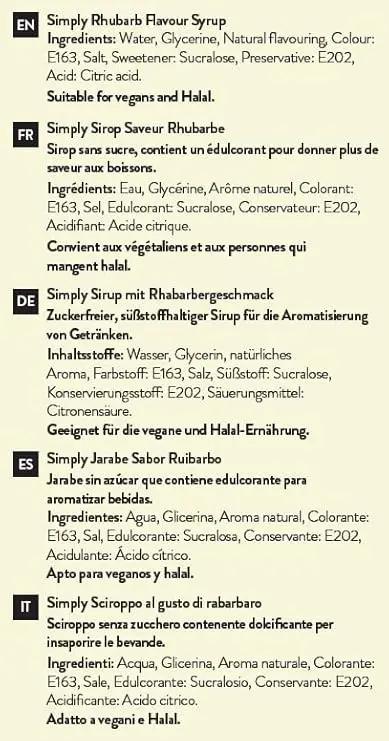 Simply Sugar Free Rhubarb Syrup - Honesty Sales U.K