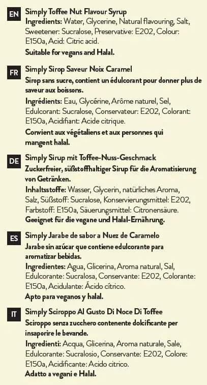 Simply Sugar Free Toffee Nut Syrup - Honesty Sales U.K