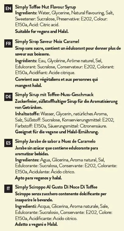 Simply Sugar Free Toffee Nut Syrup - Honesty Sales U.K