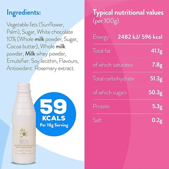 Simply White Chocolate with Hazelnut Topping Sauce Simply