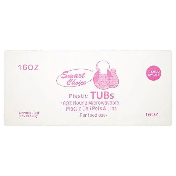 Smart Choice Plastic Tubs 16oz Round Microwavable Plastic Deli Pots & Lids 250 Sets - Honesty Sales Hauptbild