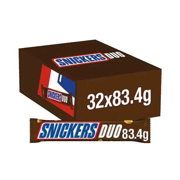 Snickers Caramel, Nougat & Peanuts Chocolate Snack Bar Duo 83.4g (Case of 32) Snickers
