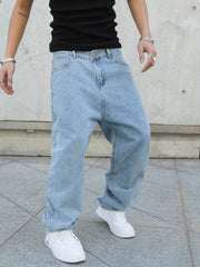 Spring Autumn Men Baggy Jeans Oversize Straight Loose Casual Denim Trousers Solid Color Streetwear Fashion Y2k Wide Leg Pants Dropshipman