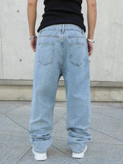 Spring Autumn Men Baggy Jeans Oversize Straight Loose Casual Denim Trousers Solid Color Streetwear Fashion Y2k Wide Leg Pants Dropshipman