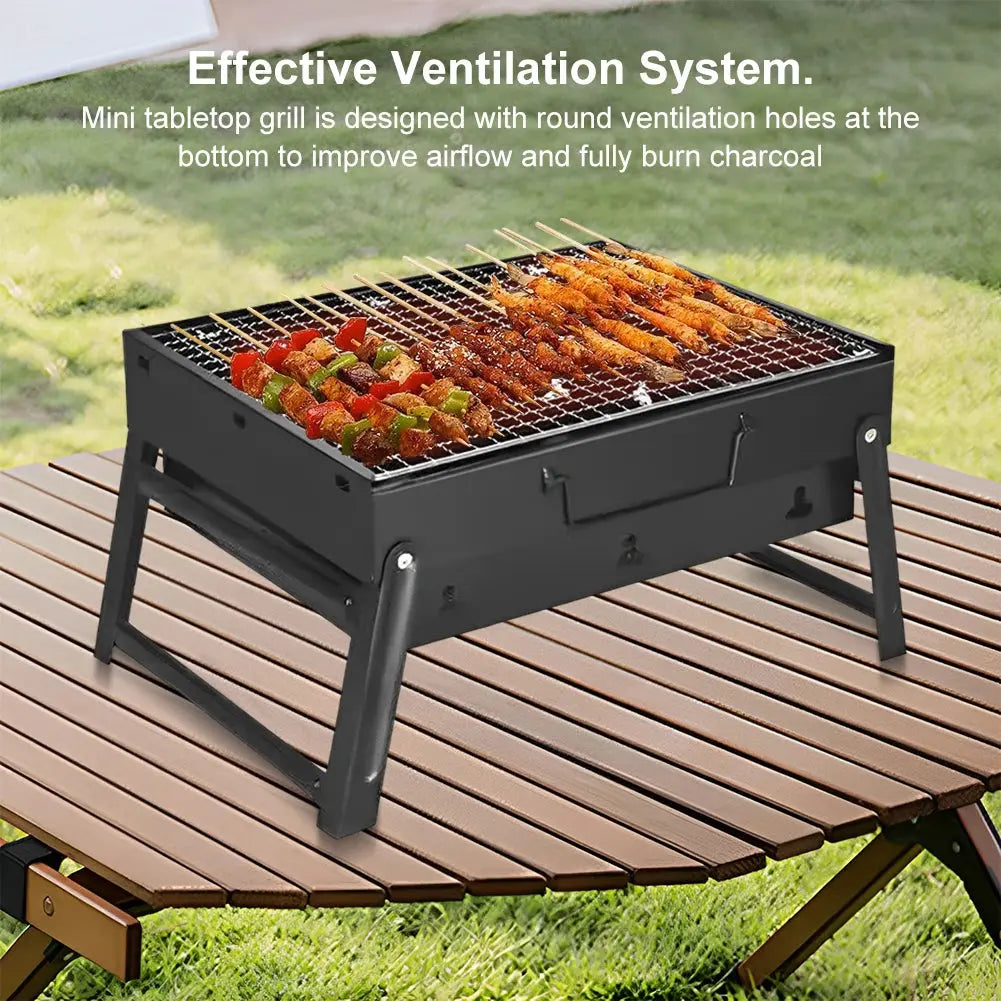 Stainless Steel Folding Charcoal BBQ Grill – Mini Tabletop Barbecue Tool for Outdoor Cooking, Camping & Picnics  Honesty Sales U.K