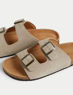 Suede Slip-On Corkbed Sandals Honesty Sales