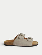 Suede Slip-On Corkbed Sandals Honesty Sales