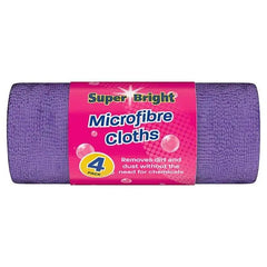 Super Bright 4 Microfibre Cloths - Honesty Sales