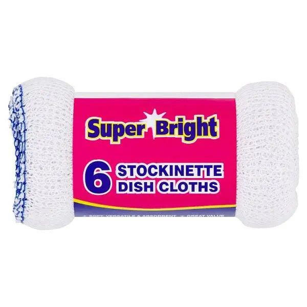 Super Bright 6 Stockinette Dish Cloths - Honesty Sales