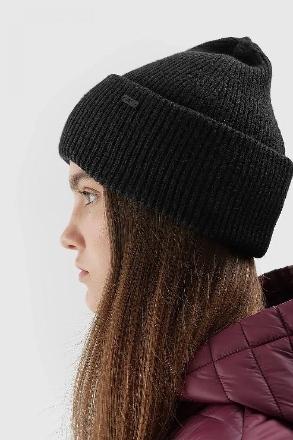 Sustainable Women’s Beanie by 4F – Single-Layer with Wide Turn-Up Secondary image