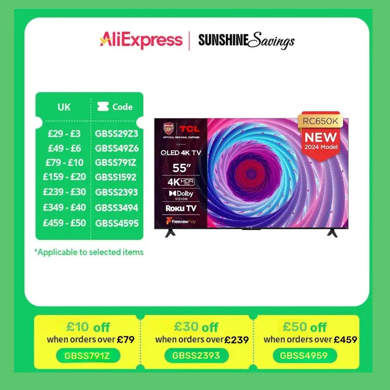 TCL 55RC650K 55-inch QLED Pro TV, 4K Ultra HD, Roku TV (Dolby Vision & Audio, HDR 10+) - Honesty Sales Main image