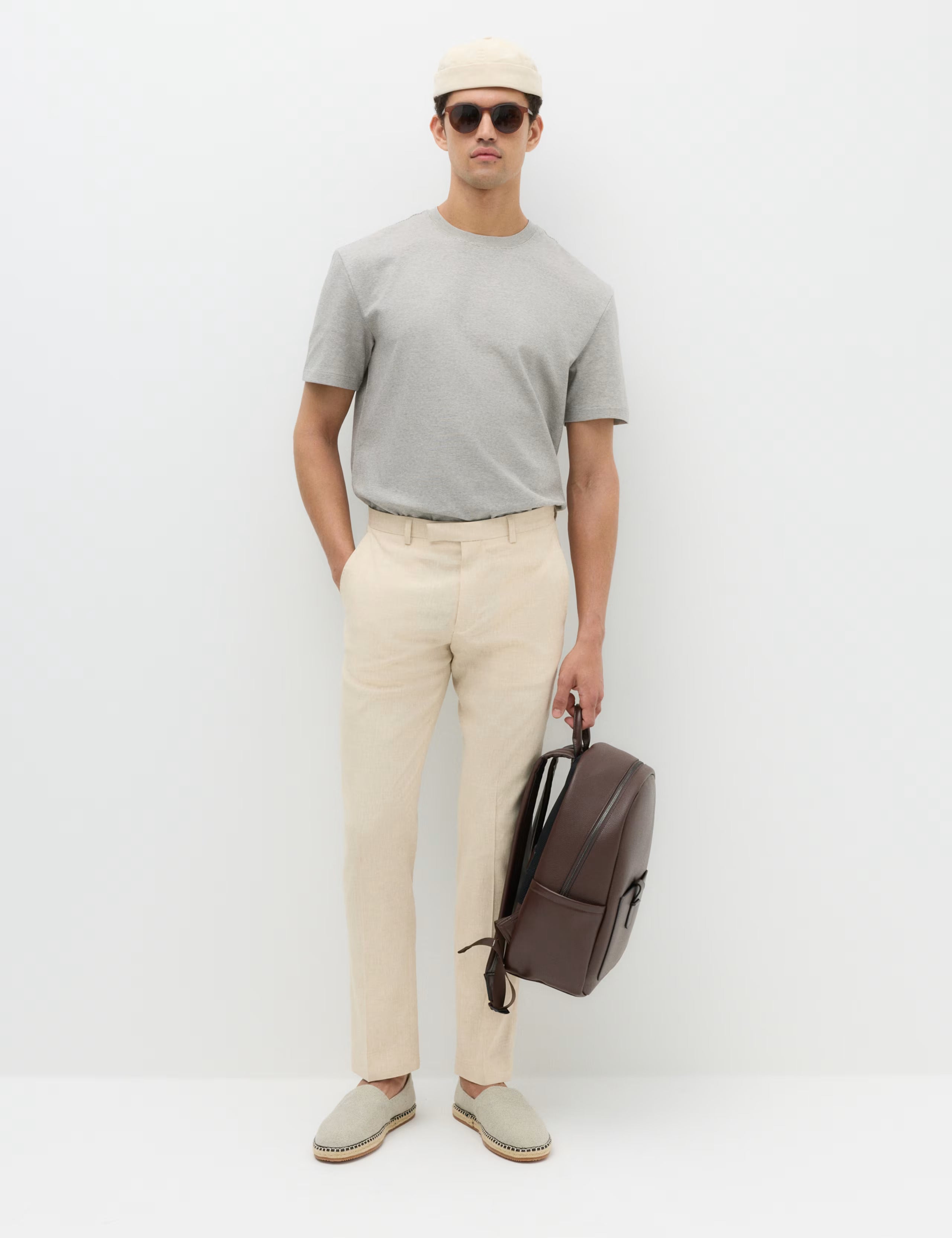 Tailored Fit Italian Performance Linen Blend Suit Trousers