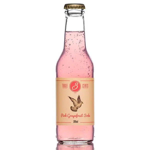 Three Cents Pink Grapefruit Soda 24 x 200ml  Honesty Sales U.K
