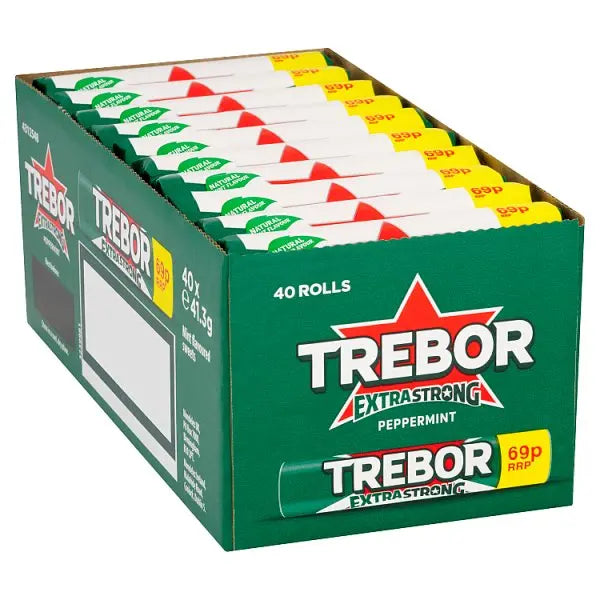 Trebor Extra Strong Peppermint Mints Roll 69p PMP 41.3g (Case of 40) - Honesty Sales U.K