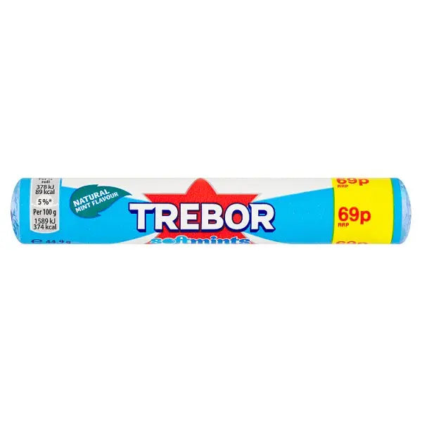 Trebor Softmints Spearmint Mints Roll 69p PMP 44.9g (Case of 40) - Honesty Sales U.K