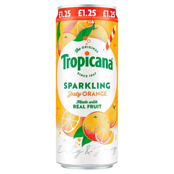 Tropicana Sparkling Zesty Orange Juice Drink 250ml (Case of 12)  Honesty Sales U.K Main image