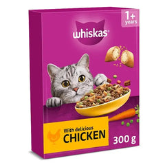 WHISKAS 1+ Dry CHICKEN Cat Food 300g (Case of 6)  Honesty Sales U.K