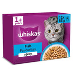WHISKAS 1+ FISH Favourites Wet Cat Food Pouches in Jelly 12 x 85g (Case of 4)  Honesty Sales U.K