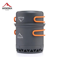 Widesea Camping 1.3L 2.3L Cookware Outdoor Cooking Set Heat Cooker Travel Tableware Pot Kettle Tourist Kitchen Utensil Equipment  Honesty Sales U.K