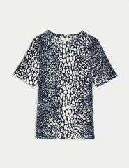 Womens Cotton Modal Blend Printed T-Shirt Honesty Sales