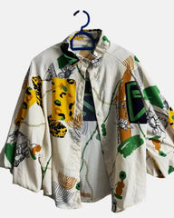 Womens Tops with Green and Yellow Print