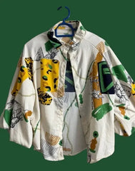 Womens Tops with Green and Yellow Print