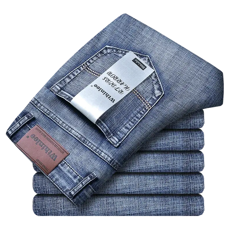 Wthinlee New Business Men's Jeans Casual Straight Stretch Fashion Classic Blue Black Work Denim Trousers Male Brand Clothing Dropshipman