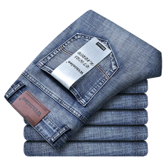 Wthinlee New Business Men's Jeans Casual Straight Stretch Fashion Classic Blue Black Work Denim Trousers Male Brand Clothing Dropshipman