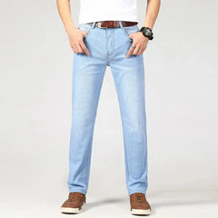 Wthinlee Spring Summer Business Jeans Men Light Blue Casual Straight Stretch Fashion Classic Work Denim Trousers Brand Clothing Dropshipman