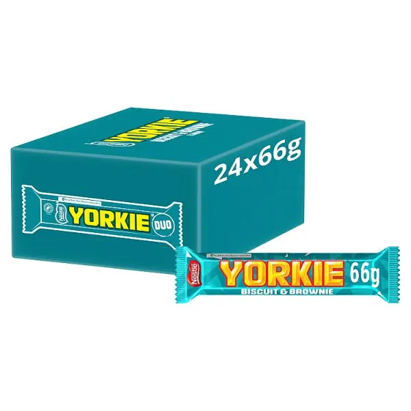 Yorkie DUO Biscuit & Brownie Flavour Milk Chocolate Bar 66g (Case of 24) Yorkie Main image